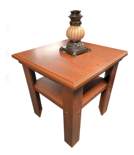 Mesa Centro Lateral Para Sala Madera Encino Lámpara Recamara Marrón