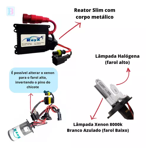 Kit Xenon Moto H4/2 Mono Reator Slim Branco Azulado 8000k