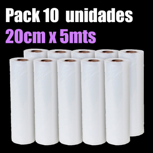 10 Rollos De Bolsas Gofradas Vacio 20cm X 5 Metros P/oster 