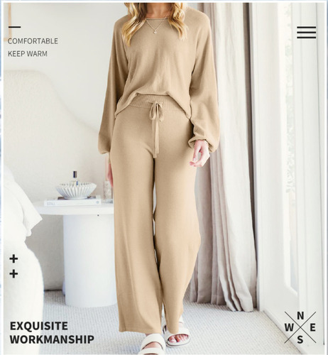 Tops De 2 Piezas Para Mujer Pantalones Anchos, Ropa El Hogar