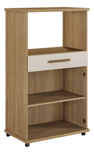 Armário Balcão Cozinha Multiuso Casa Serviço Moveis Cor Cinamomo/off White