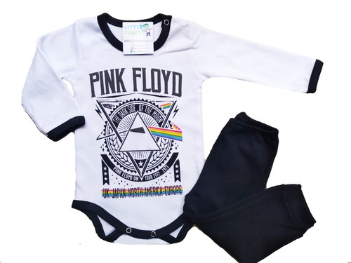 Conjunto Bebe Body Manga Larga Pink Floyd Rock Y Pantalon