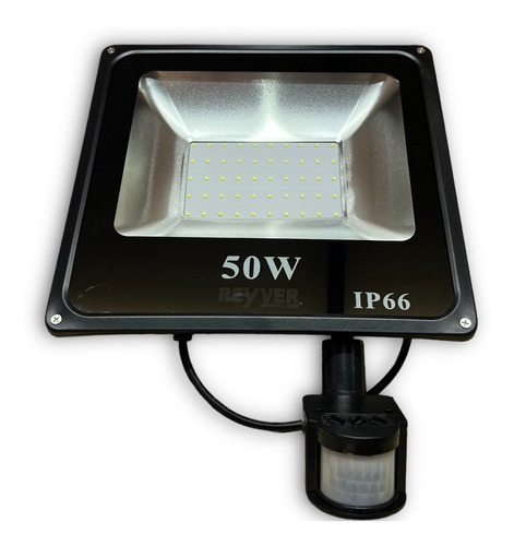 Foco Reflector Led Negro Con Sensor 50w