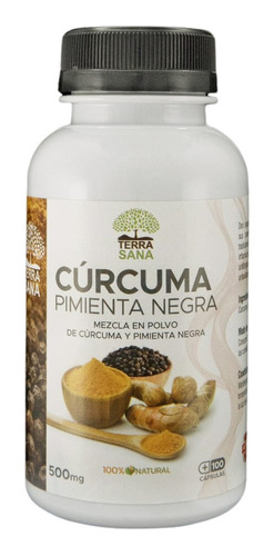 Capsulas Cúrcuma Con Pimienta Negra 100 Cap. X 500 Mg. 