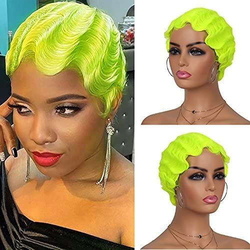 Gt Wig Short Finger Wave Wig For Women Glueless Wear G1w7w