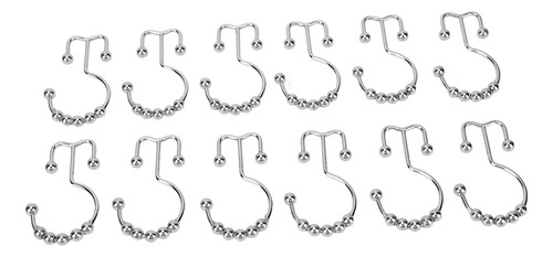 Anillos De Ducha, 12 Unidades, Ganchos Dobles De Metal Resis