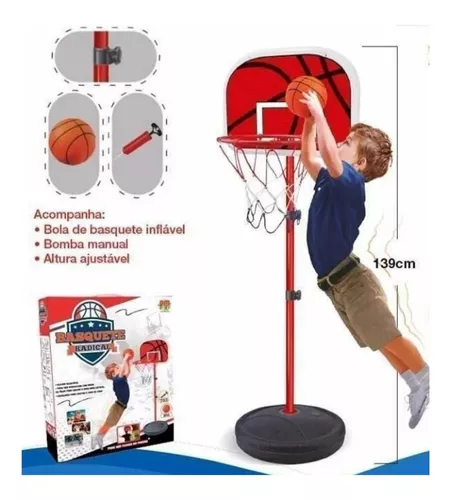 Kit Jogo De Basquete Infantil Cesta Com Bola Bomba E Suporte