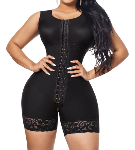 Faja Moldeadora Media Pierna Con Bra Sin Mangas Lux-293 Negro S-m
