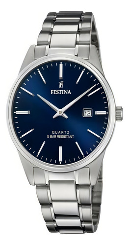 Reloj Festina F20511/3 Acero Hombre Sumergible Color de la malla Plateado Color del bisel Plateado Color del fondo Azul