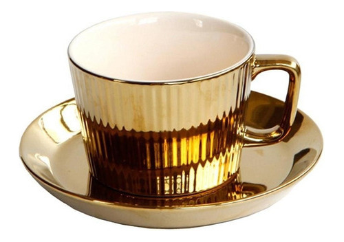 Conjunto De Xícara E Pires De Chá/café De Luxo Dourado