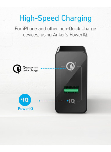 Quick Charge 30 Cargador De Pared Anker 18w Usb Compatible C