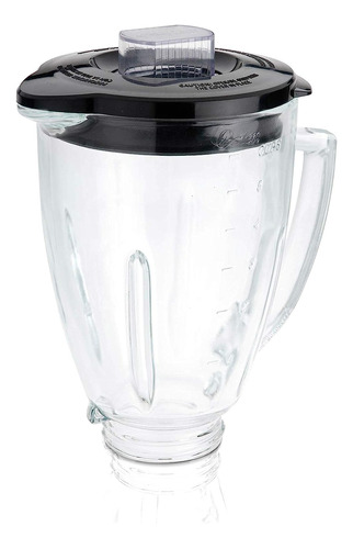 Oster Blender Jar De Vidrio De 6 Tazas, Tapa, Negro Y Claro