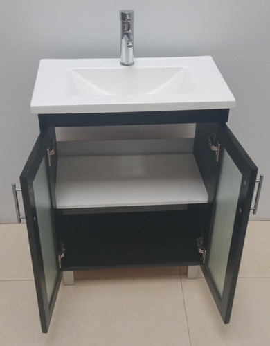 Imagen 7 de 10 de Vanitory 62cm Color Wengue Con 2 Puertas