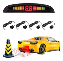 Comprar Sensor Retroceso Auto 4 Sensores Aparcamiento Indicador Led Color Negro