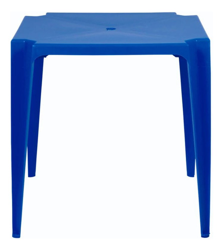 Mesa Plástica Quadrada Azul Mor 70,5 Cm X 70 Cm X 70 Cm