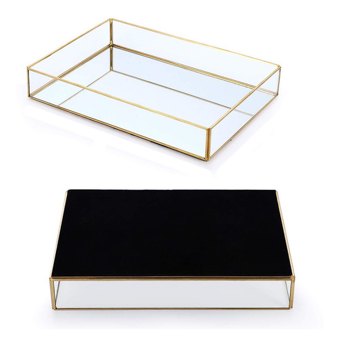 Imagen 5 de 10 de Set X2 Bandejas De Metal Para Organizar Maquillaje Joyas