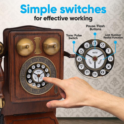 Telefone Com Fio Pyle Vintage Classic Com Design Retrô Para