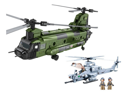 Set Helicoptero Ch-47 Chinook + Ah-1z Viper, Compatible Lego