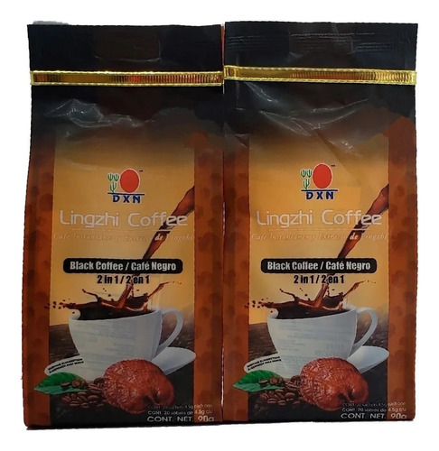 2 Bolsas Ligzhi Coffee 2 En 1 Dxn Café Negro Con Ganoderma