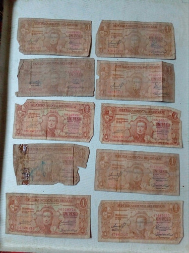 Antiguos Billetes De Un Peso Uruguay Vintage Coleccion
