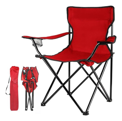 Silla Plegable Camping Con Posabrazo Posavaso Playa + Funda