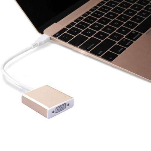 Adaptador Usb-c 3.1 Vga Dorado Macbook 10 Gbps Gtía