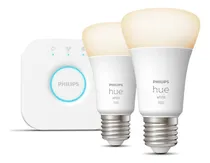 Comprar Kit 2 Focos Inteligentes Cálido Philips Hue E27 9w + Bridge