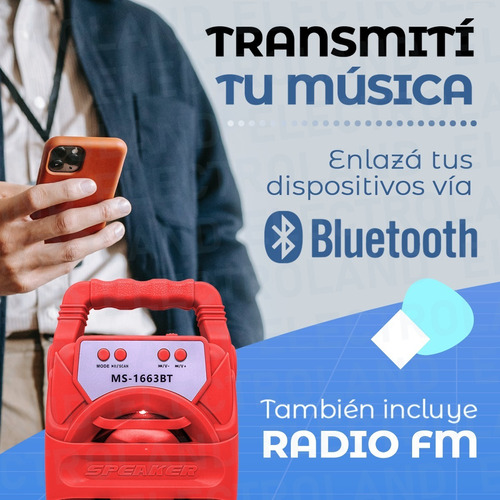 Imagen 4 de 10 de Parlante Bluetooth Portátil Led Inalámbrico Usb Recargable