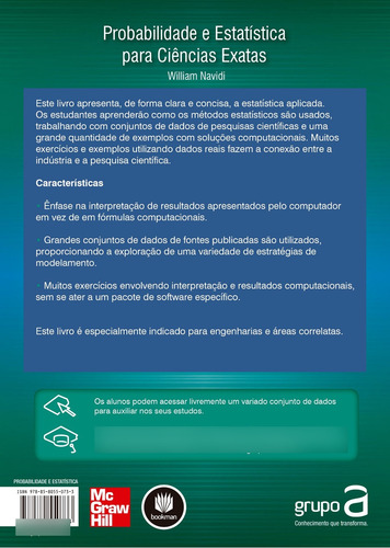Probabilidade E Estatística Para Ciências Exatas, De Navidi, William. Editora Amgh Editora Ltda.,mcgraw-hill Companies, Inc., Capa Mole Em Português, 2012