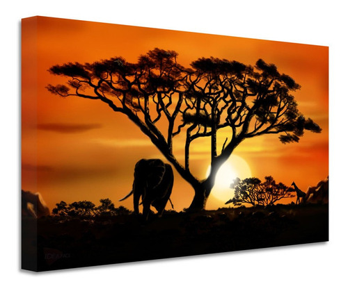 Cuadro Paisaje África Animales Canvas Grueso Cfc5 90x60