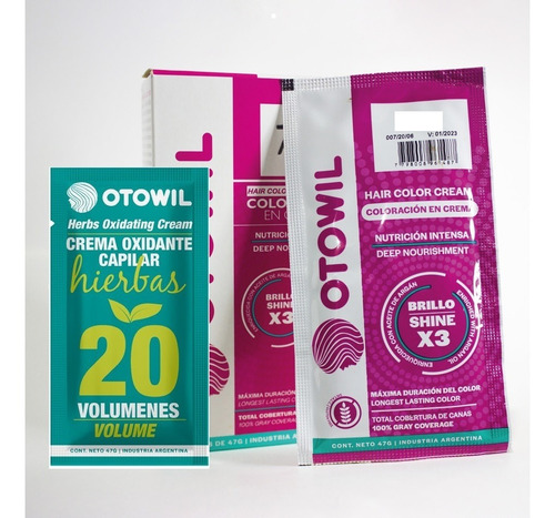 Imagen 1 de 1 de Tinta Para Cabello Otowil N° 7.1 + Oxidante De Regalo