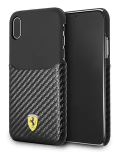 Funda Case Premium Ferrari De Carbono Y Cuero Para iPhone X