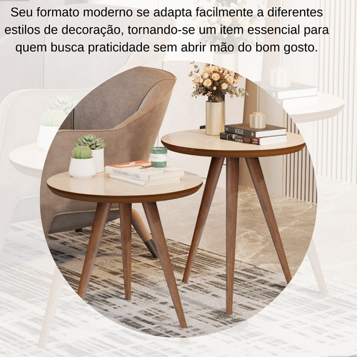 Mesa Lateral Mesa De Apoio Mesinha Pé Palito Cores Cor Off White/madero