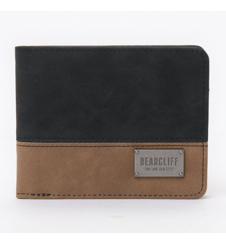 Billetera De Hombre Marca Bearcliff Cuero Sintético Negro Liso