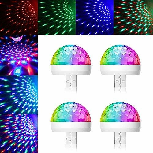 Usb Mini Disco Light, 4packs, Party Luces Ball Sound Activa