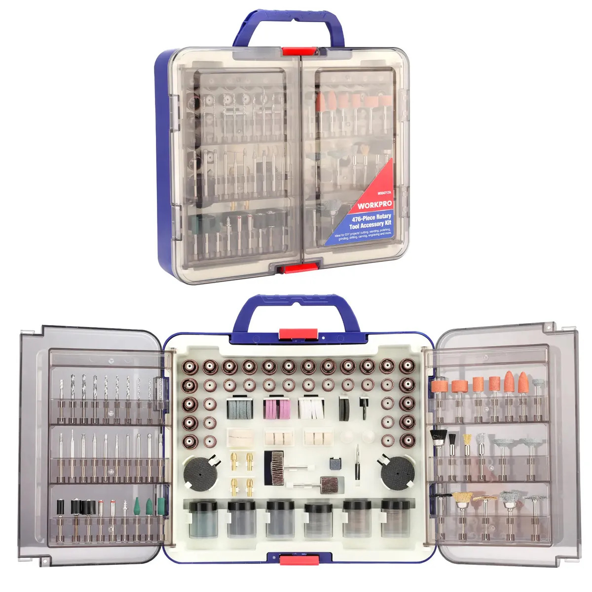 Kit de Accesorios para Mini Taladro Mototool Herramienta Rotativa 476 piezas WORKPRO, Compatible con Dremel