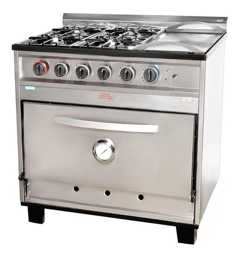 Imagen 3 de 4 de Cocina Industrial Tecnocalor 4 Y Plancha + Campana 90 Cm Ac