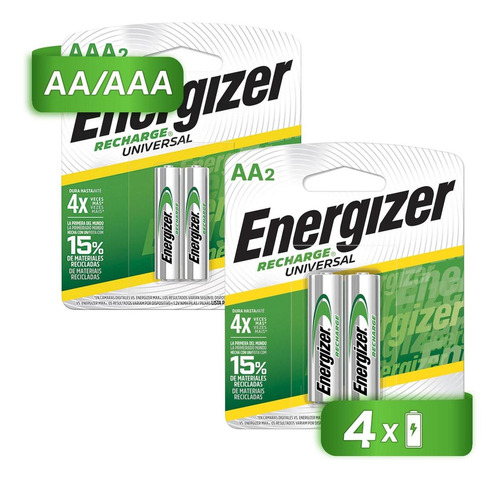 Pilas Recargables Energizer Aa Power Plus