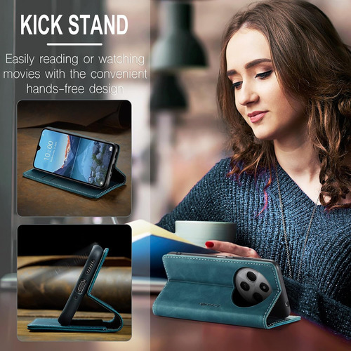 Funda Para Xiaomi Redmi 14c Con Cierre Magnetico, Azul-verde
