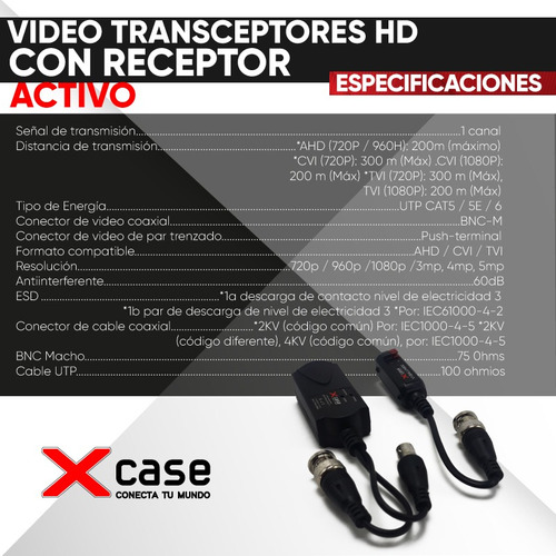 Par De Transceptores Xcase Video Hd Con Receptor Activo
