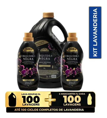 Kit Lava Roupas Coala 5L + 2 Amaciantes Orquídea Negra