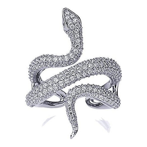 Anillo De Plata De Ley Con Diseño De Serpiente De Protección