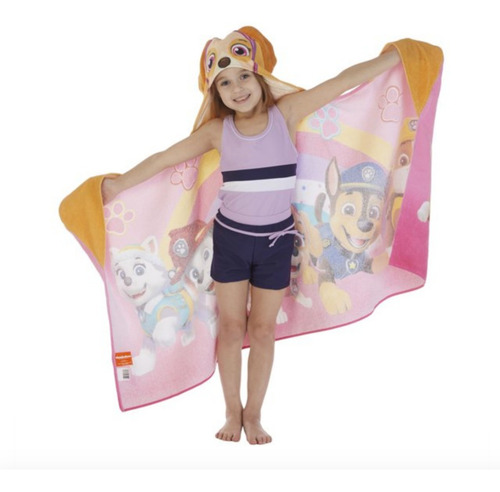 Toalla De Baño Paw Patrol Skye Con Gorro Para Niñas *sk Color Rosa Lisa