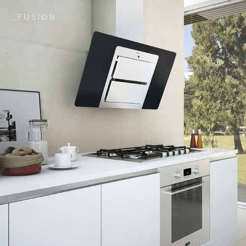 Exaustor de purificador de cozinha Spar Fusion com aço inoxidável e vidro de parede 898 mm x 500 mm x 202 mm prata/preto 220V