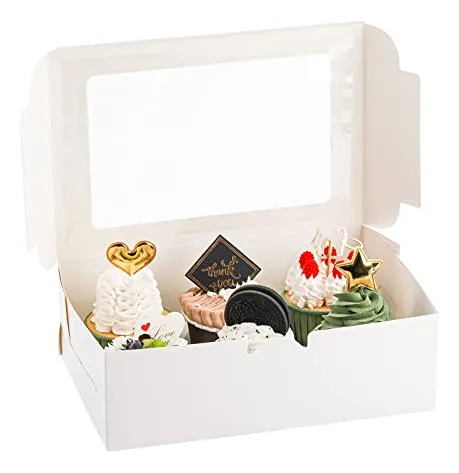 Caja Para Magdalenas Jucoan De Papel Kraft Blanco Con Ventan