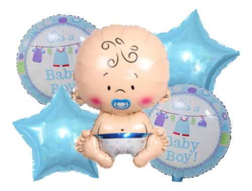  Set Globos Metalizados  Bebe Baby Boy 55 Cm X Pzas.