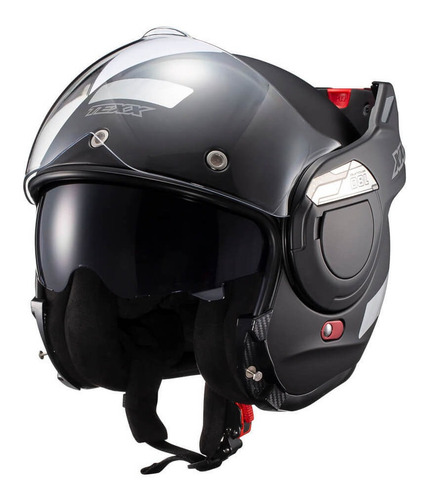 Imagem 3 de 8 de Capacete Moto Texx Stratos Preto Fosco Articulado Abre 180º