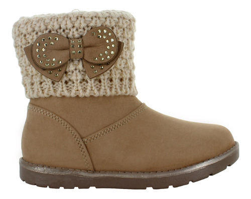 Tropicana Bota Casual Invierno Brillos Moño Camel Niña 82694