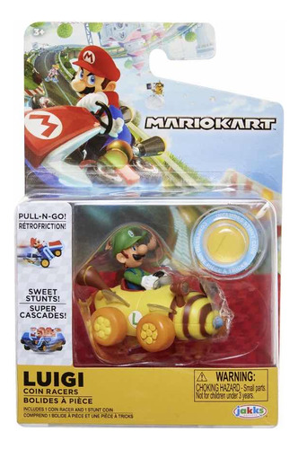 Carro Mario Kart Coin Racer Pull & Go Varios Modelos 9 Cm