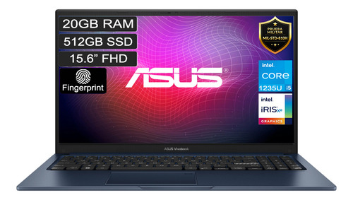 Notebook Asus Laptop X1504ZA-NJ372 azul tranquilo 15.6", Intel Core i5 1235U  20GB de RAM 512GB SSD, Gráficos Intel® Iris® X 60 Hz 1920x1080px FreeDOS